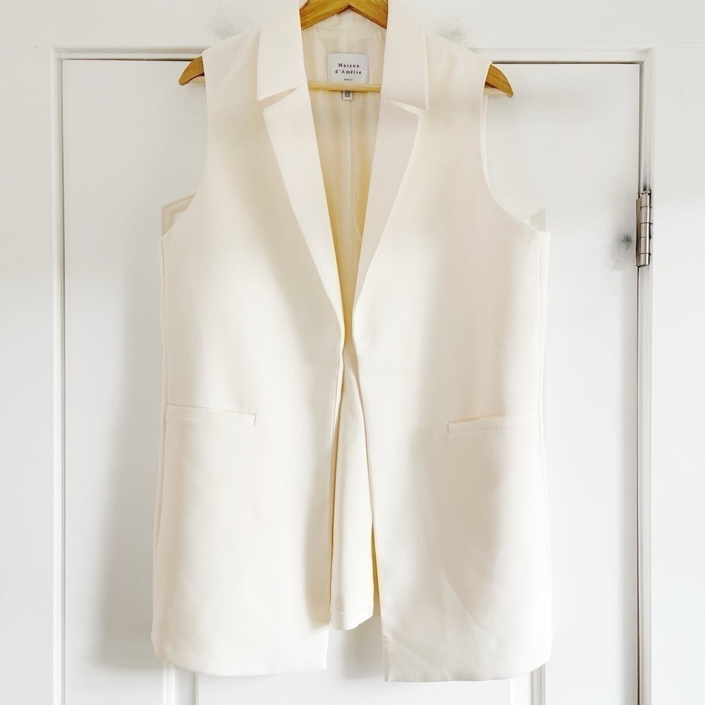 Anthropologie Maison D’amelie Sleeveless Cream Blazer Vest - M